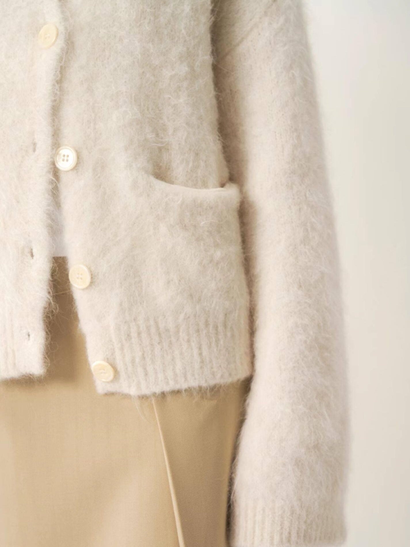 someonesometimes Cozy Alpaca Blend Office Round Neck Open Front Regular Fit White Cardigans