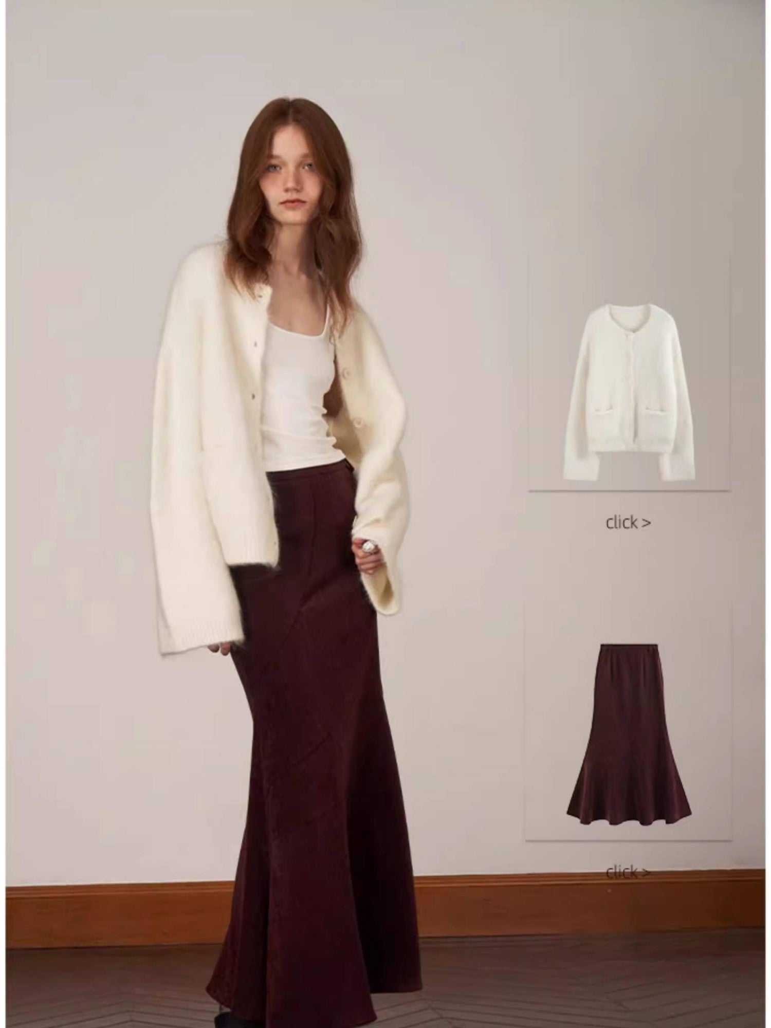 someonesometimes Cozy Alpaca Blend Office Round Neck Open Front Regular Fit White Cardigans