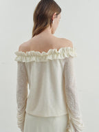 someonesometimes Cozy Polyester Solid Casual Straight Fit Long Sleeve Women Off Shoulder Crop Tops