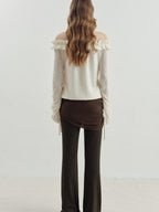 someonesometimes Cozy Polyester Solid Casual Straight Fit Long Sleeve Women Off Shoulder Crop Tops