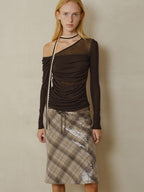 someonesometimes Cozy Wool Blend Asymmetrical Slim Knit Long Sleeve For Women Dark Brown Sweater