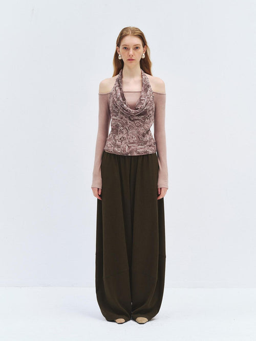 someonesometimes High Waist Cozy Olive Brown Casual Straight Hem Women Wide Leg Pants