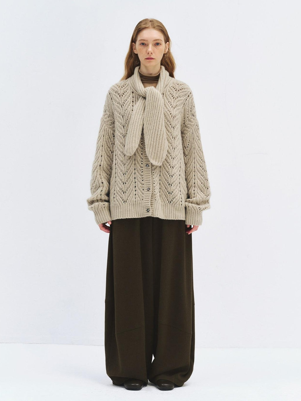 someonesometimes High Waist Cozy Olive Brown Casual Straight Hem Women Wide Leg Pants