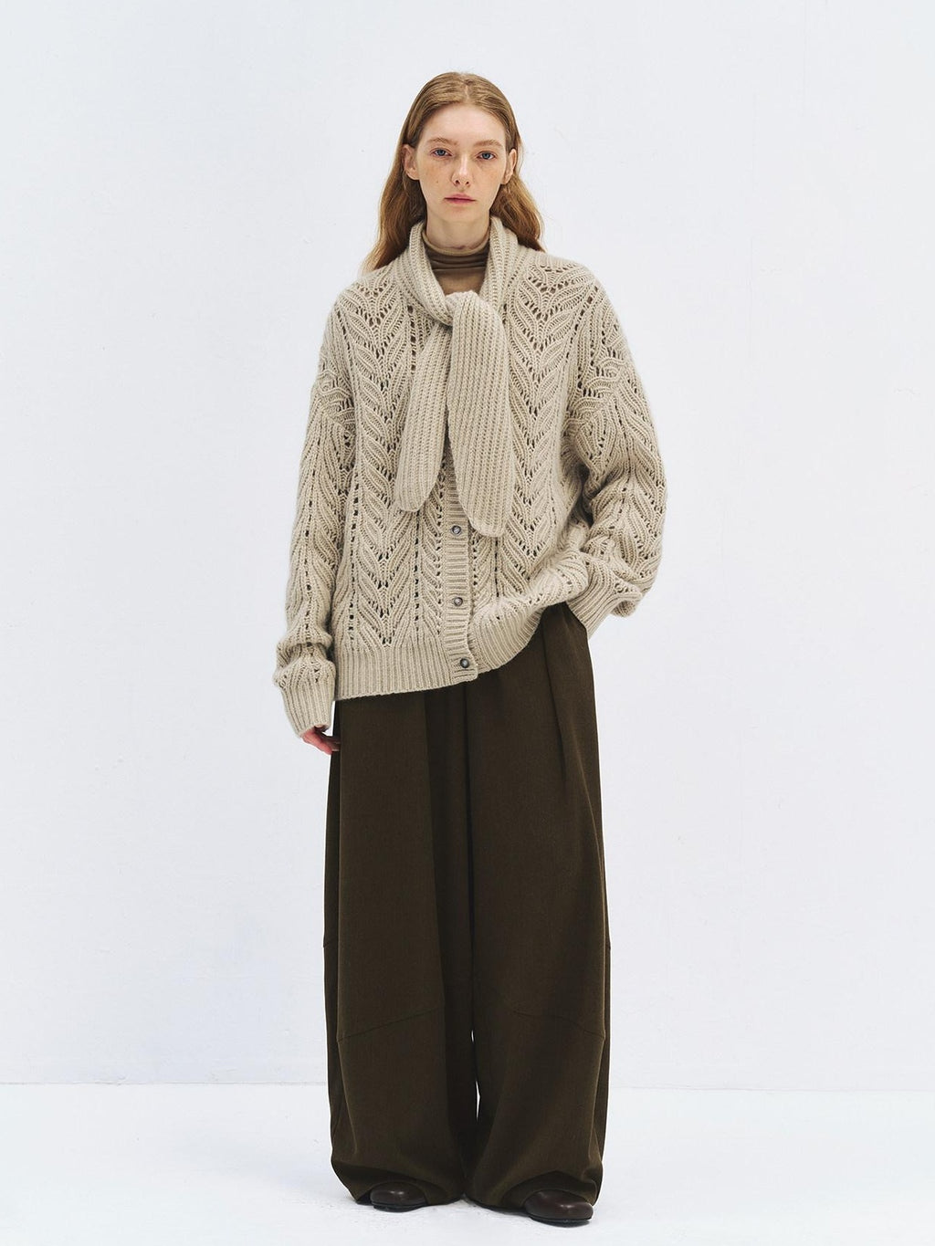 someonesometimes High Waist Cozy Olive Brown Casual Straight Hem Women Wide Leg Pants