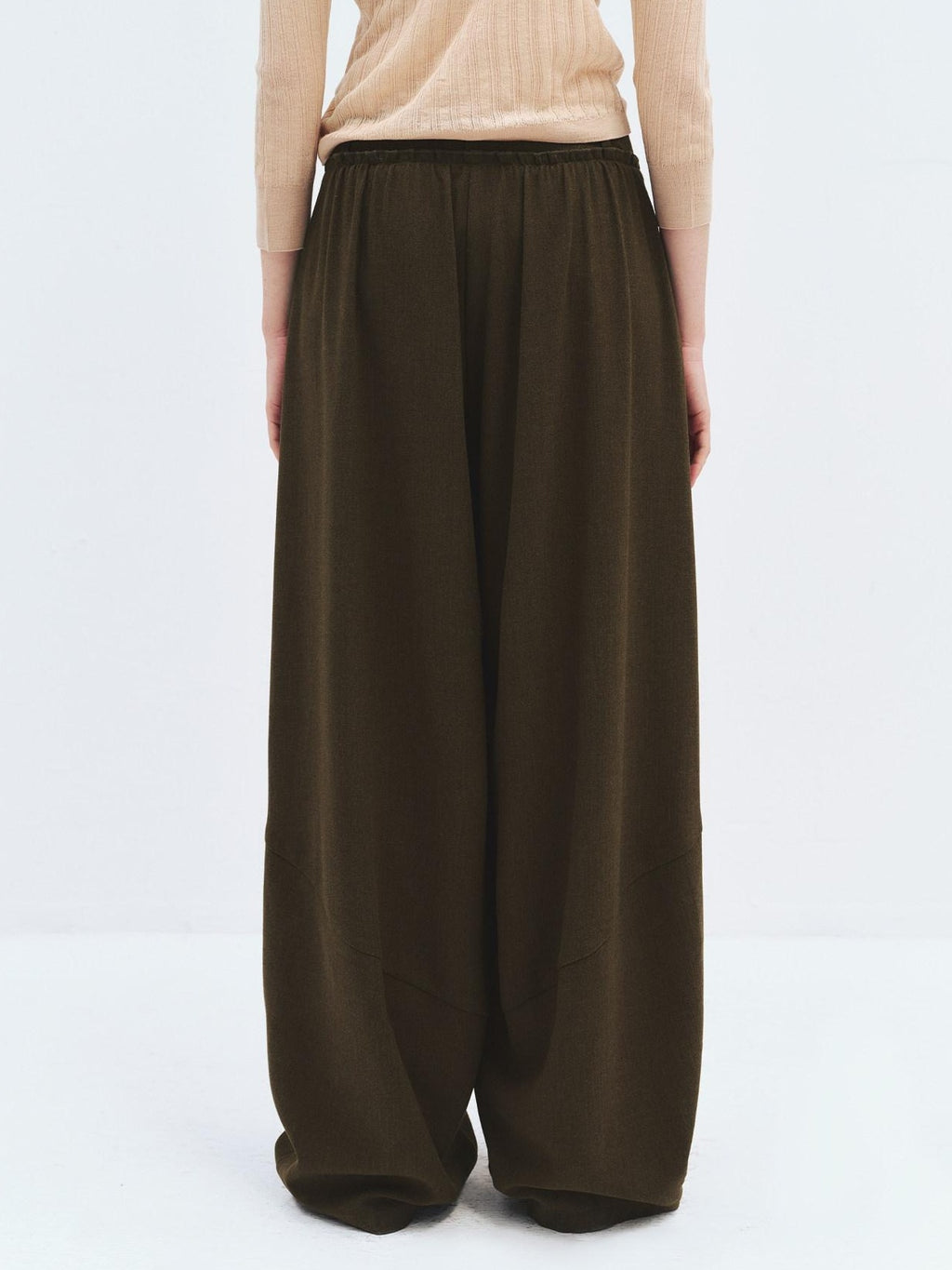 someonesometimes High Waist Cozy Olive Brown Casual Straight Hem Women Wide Leg Pants