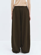 someonesometimes High Waist Cozy Olive Brown Casual Straight Hem Women Wide Leg Pants