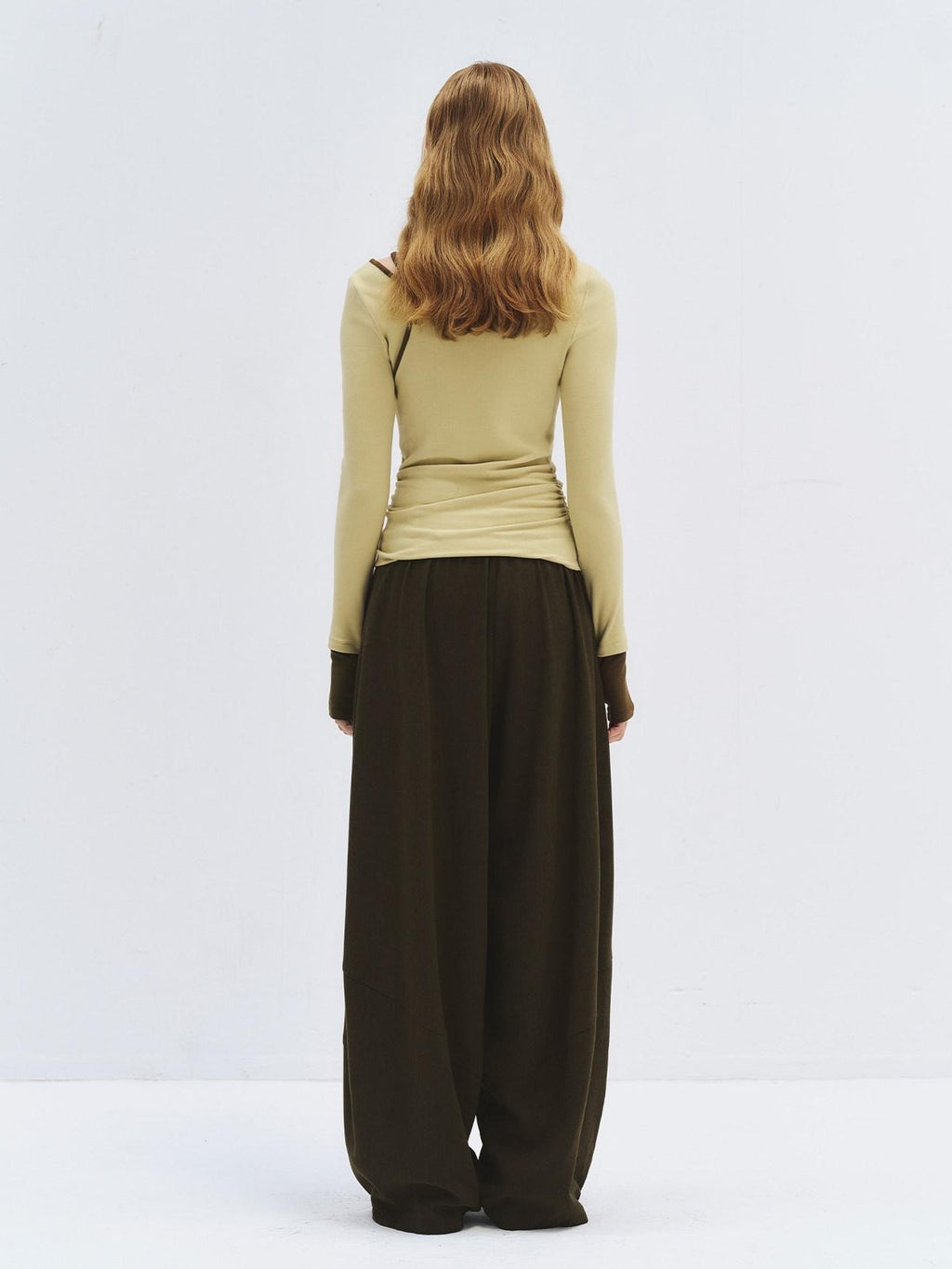 someonesometimes High Waist Cozy Olive Brown Casual Straight Hem Women Wide Leg Pants