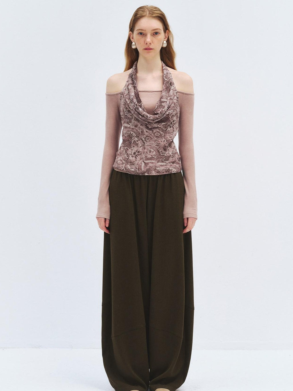 someonesometimes High Waist Cozy Olive Brown Casual Straight Hem Women Wide Leg Pants