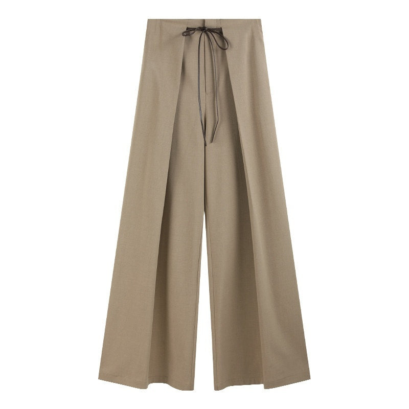 someonesometimes_High_Waist_Minimalist_Belt_Ladies_Stretch_Gray_Camel_Wide_Leg_Pants_MISSTT