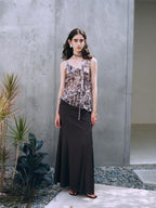 someonesometimes High Waist Streamline Slim Cotton Lyocell Mix Back Zip Fishtail Skirt
