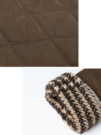 someonesometimes Houndstooth Cotton Cropped Loose Workwear Women Turn Collar Bomber Jackets