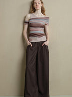 someonesometimes Icy Tie Dye Slim Fit Asymmetric Shoulder Women Workwear Off Shoulder Crop Tops