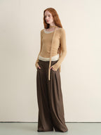 someonesometimes Khaki Plaid Patchwork Slim Crew Neck Women Knit Spandex Long Sleeve T-Shirts