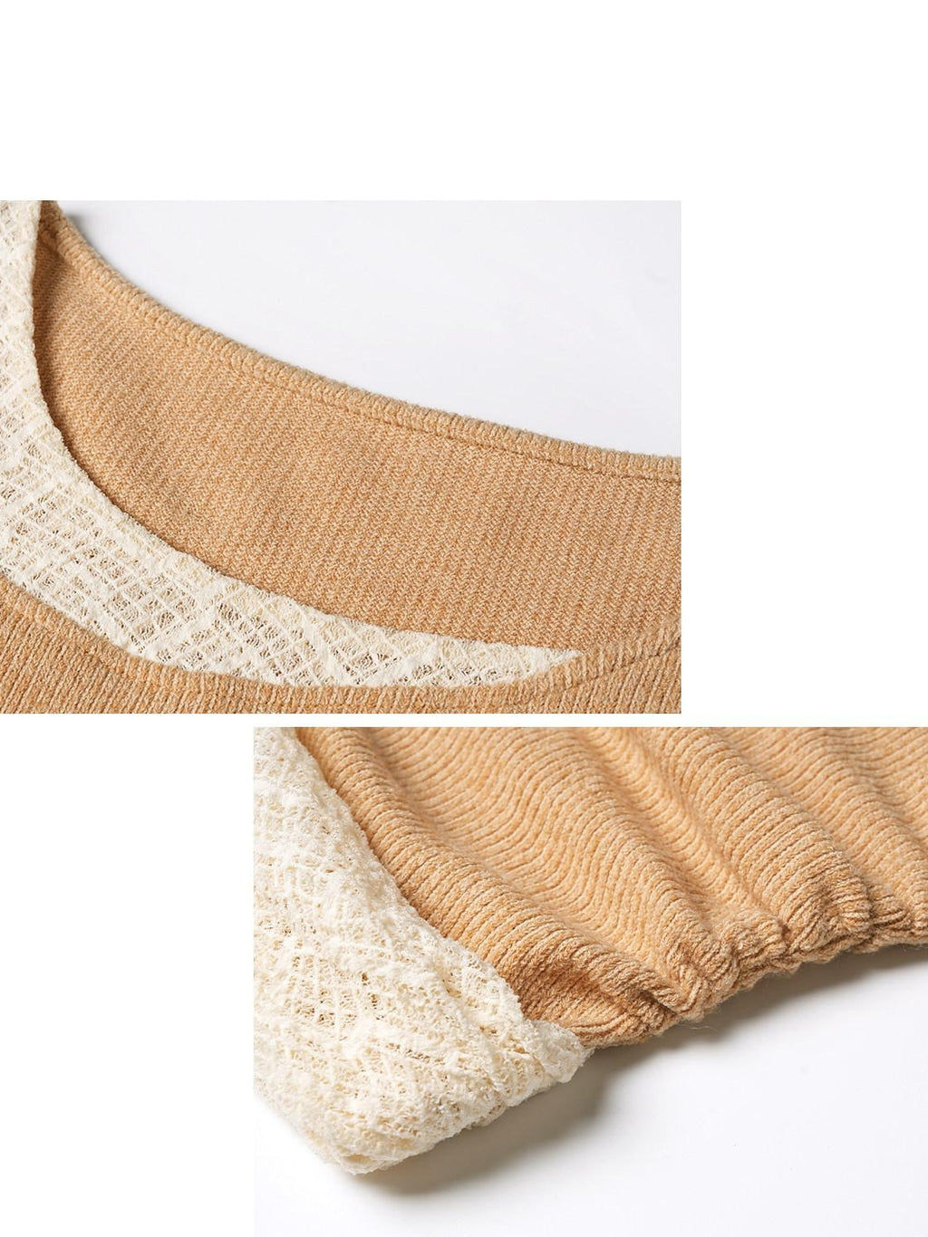 someonesometimes Khaki Plaid Patchwork Slim Crew Neck Women Knit Spandex Long Sleeve T-Shirts