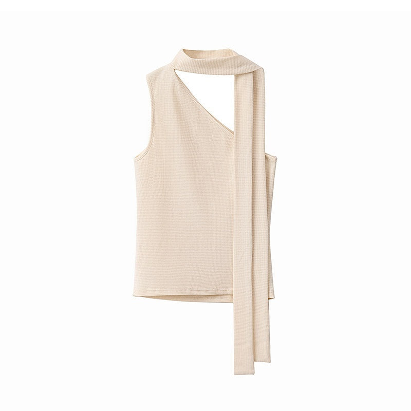 someonesometimes_Lace_Up_Off_Shoulder_Slim_Commuter_Workwear_Chic_Beige_Polyester_Blend_MISSTT