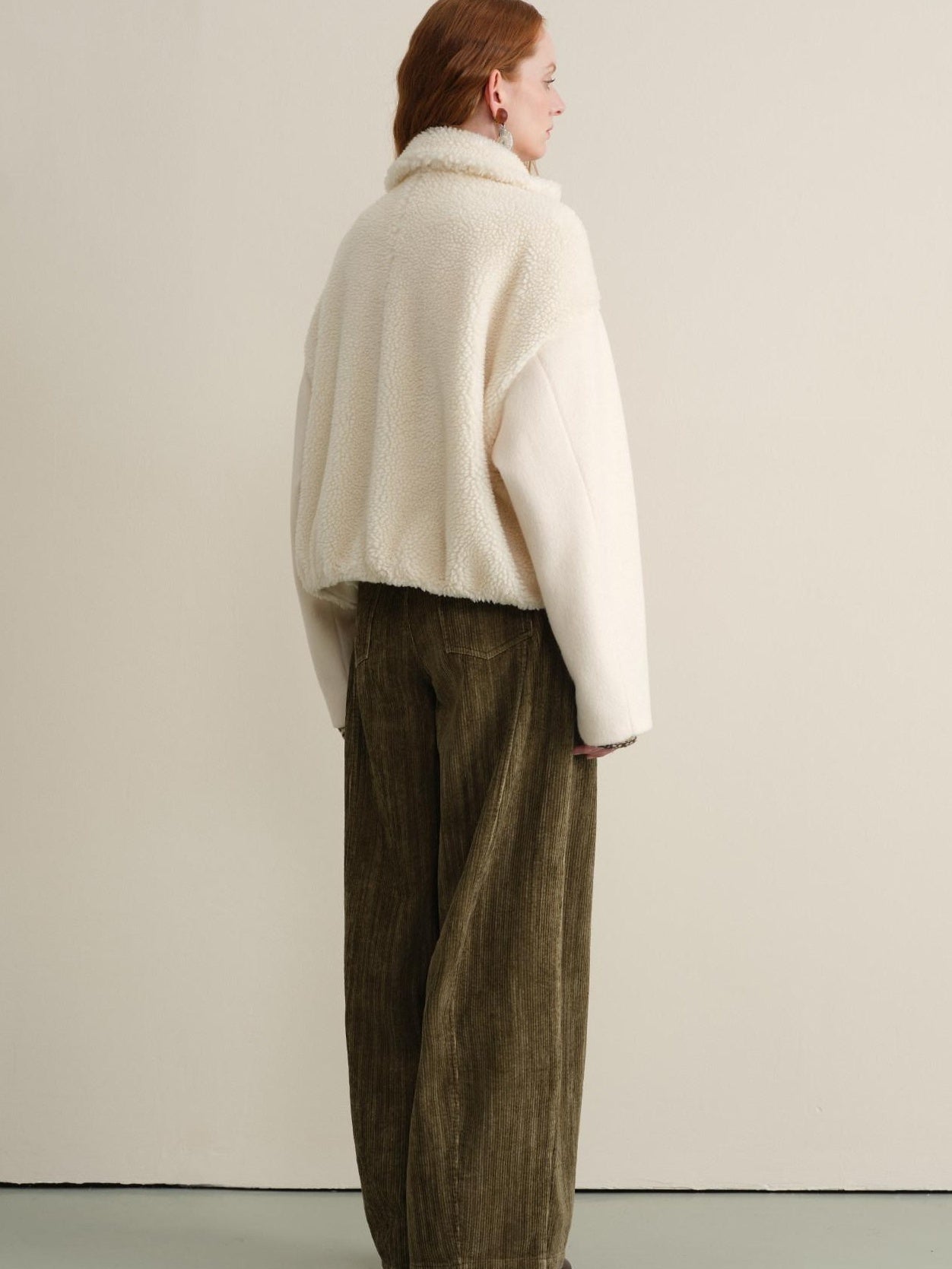 someonesometimes Lambswool Lined Relaxed Notched Lapel Women Beige Wool Blend Wool Coats