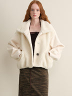 someonesometimes Lambswool Lined Relaxed Notched Lapel Women Beige Wool Blend Wool Coats
