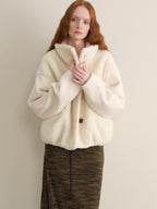 someonesometimes Lambswool Lined Relaxed Notched Lapel Women Beige Wool Blend Wool Coats