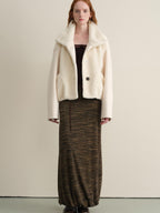 someonesometimes Lambswool Lined Relaxed Notched Lapel Women Beige Wool Blend Wool Coats