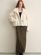 someonesometimes Lambswool Lined Relaxed Notched Lapel Women Beige Wool Blend Wool Coats