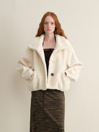 someonesometimes Lambswool Lined Relaxed Notched Lapel Women Beige Wool Blend Wool Coats
