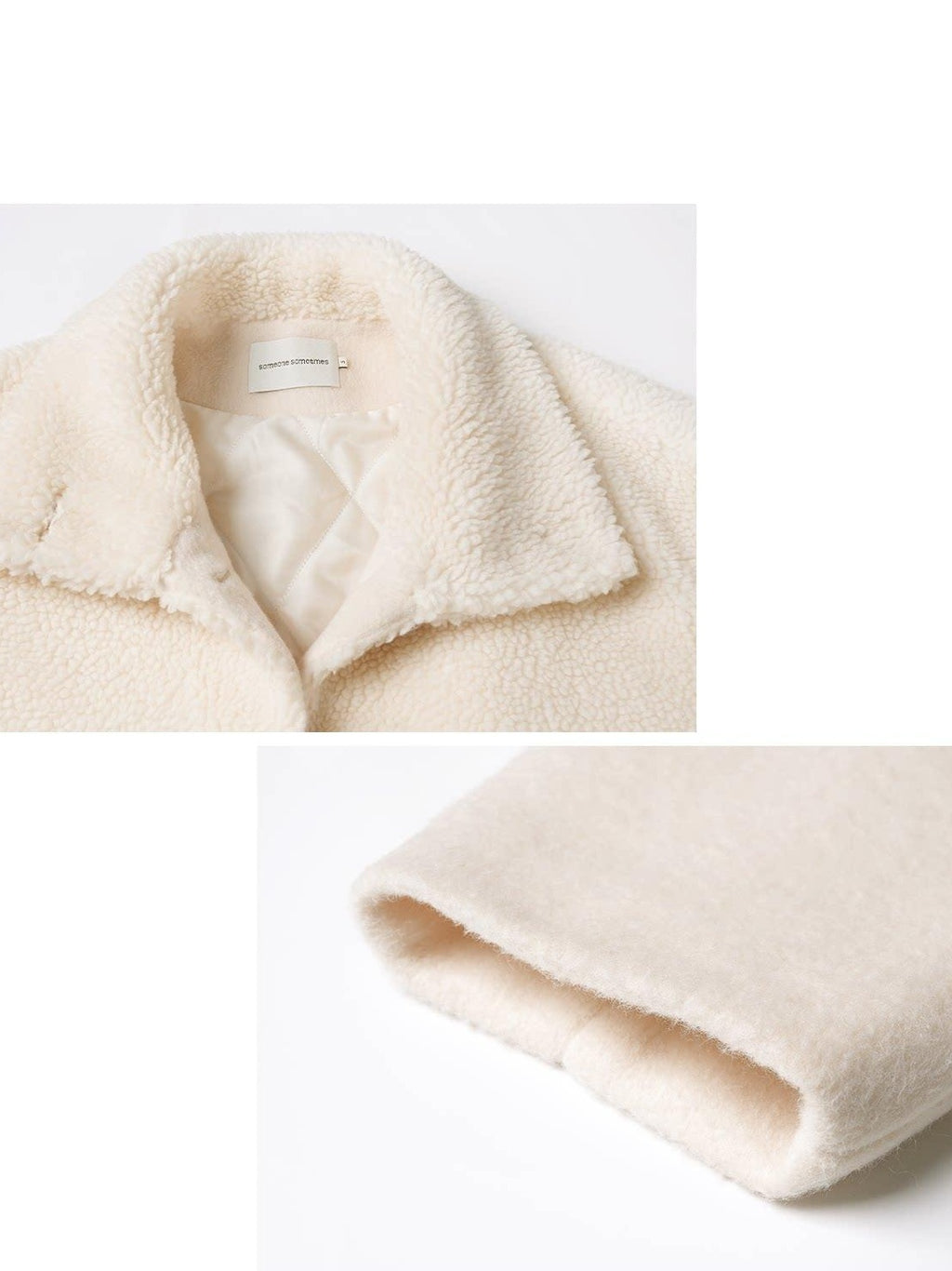 someonesometimes Lambswool Lined Relaxed Notched Lapel Women Beige Wool Blend Wool Coats