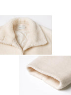 someonesometimes Lambswool Lined Relaxed Notched Lapel Women Beige Wool Blend Wool Coats