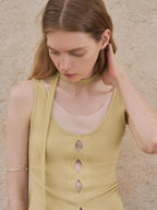 someonesometimes Lightweight Lyocell Slim Fit Mesh Cutout Cami Women Goose Yellow Tank Tops