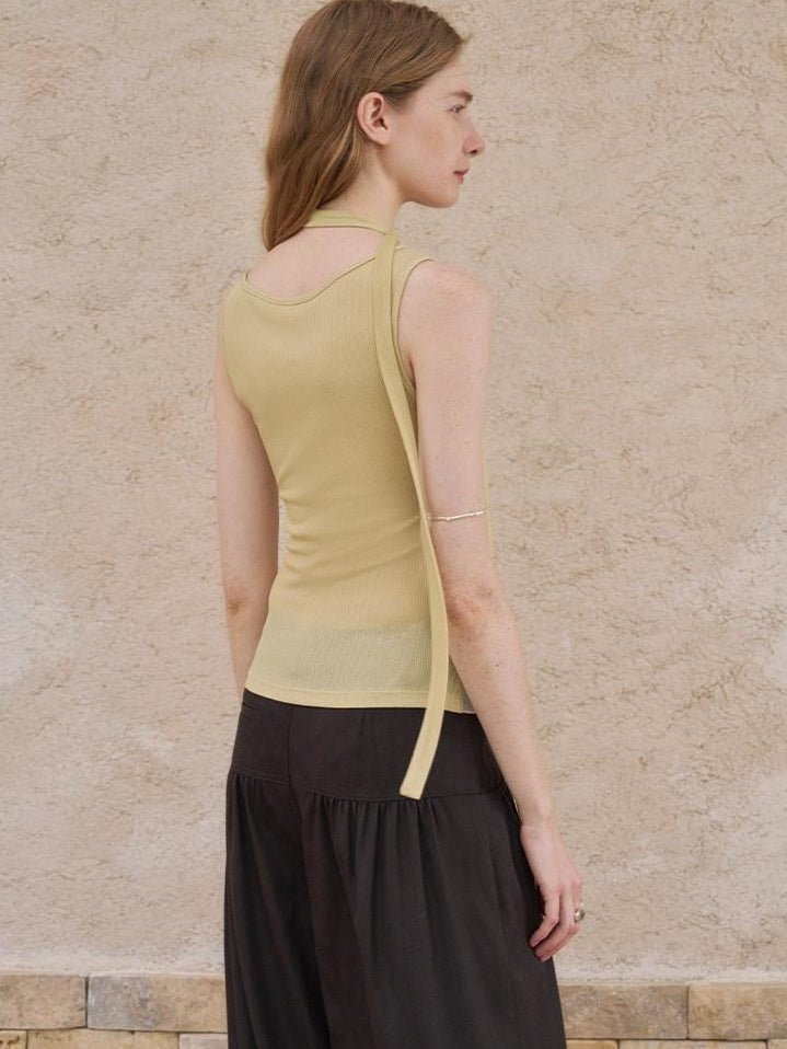 someonesometimes Lightweight Lyocell Slim Fit Mesh Cutout Cami Women Goose Yellow Tank Tops