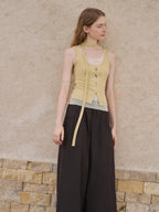 someonesometimes Lightweight Lyocell Slim Fit Mesh Cutout Cami Women Goose Yellow Tank Tops