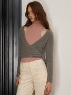 someonesometimes Lightweight Nylon Pullover Round Neck Commuter Regular Fit Smoke Gray Cardigans