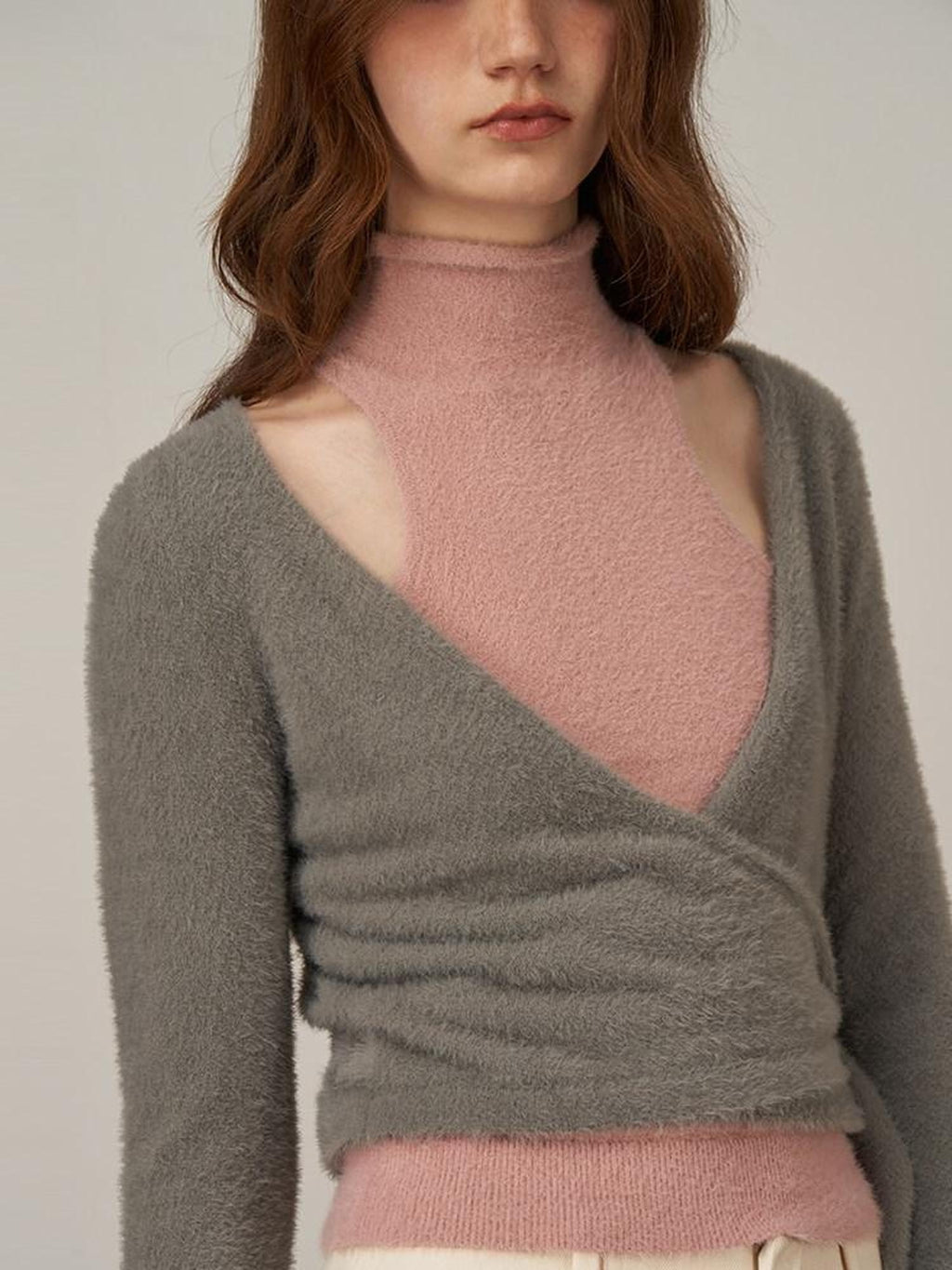someonesometimes Lightweight Nylon Pullover Round Neck Commuter Regular Fit Smoke Gray Cardigans