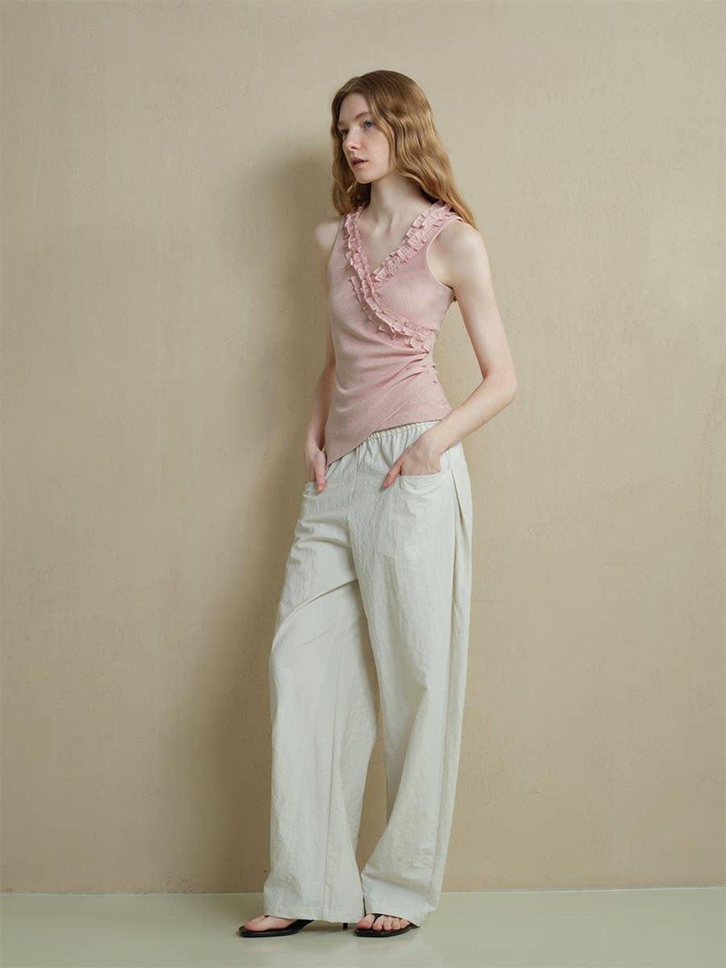someonesometimes Lightweight Poly Blend Ruched Floral Slim Fit Workwear Women Water Pink Camisoles