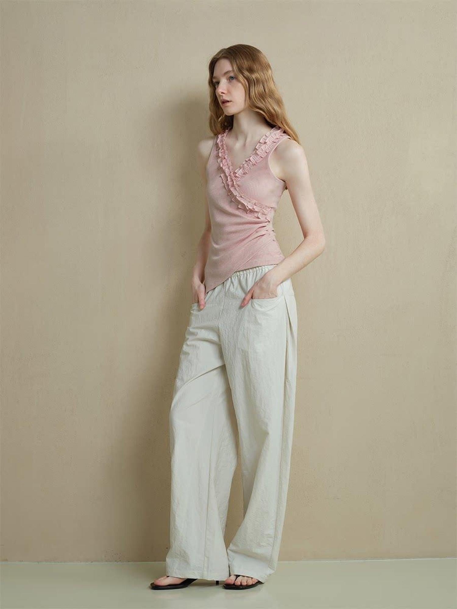 someonesometimes Lightweight Poly Blend Ruched Floral Slim Fit Workwear Women Water Pink Camisoles