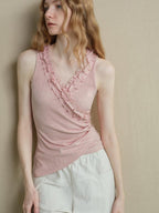 someonesometimes Lightweight Poly Blend Ruched Floral Slim Fit Workwear Women Water Pink Camisoles