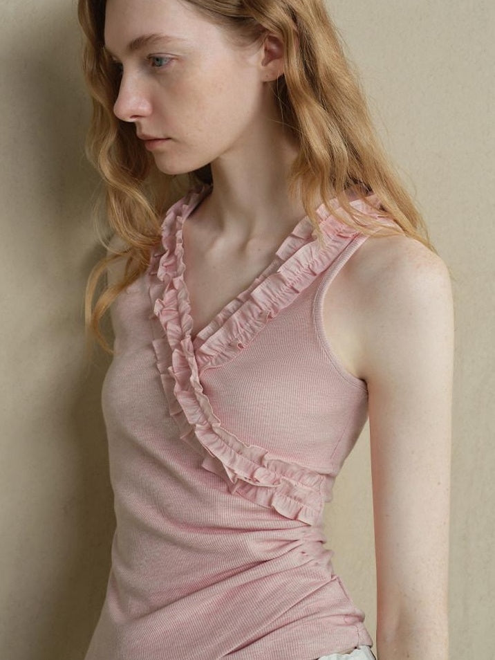 someonesometimes Lightweight Poly Blend Ruched Floral Slim Fit Workwear Women Water Pink Camisoles