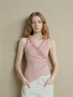 someonesometimes Lightweight Poly Blend Ruched Floral Slim Fit Workwear Women Water Pink Camisoles