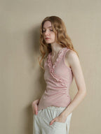 someonesometimes Lightweight Poly Blend Ruched Floral Slim Fit Workwear Women Water Pink Camisoles
