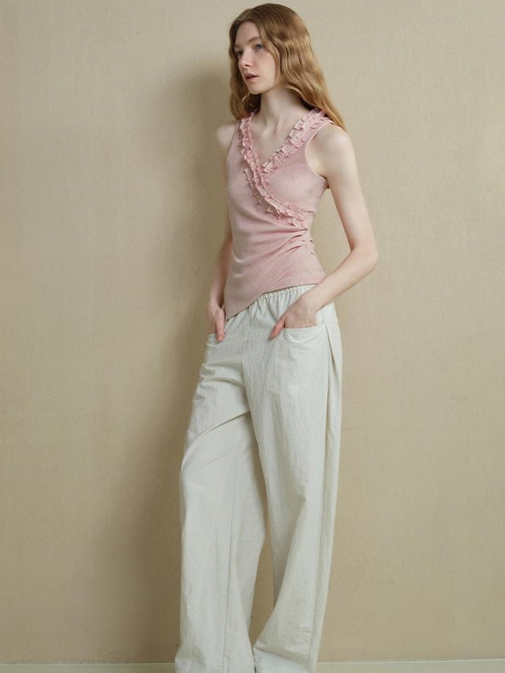 someonesometimes Lightweight Poly Blend Ruched Floral Slim Fit Workwear Women Water Pink Camisoles