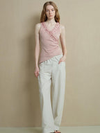 someonesometimes Lightweight Poly Blend Ruched Floral Slim Fit Workwear Women Water Pink Camisoles