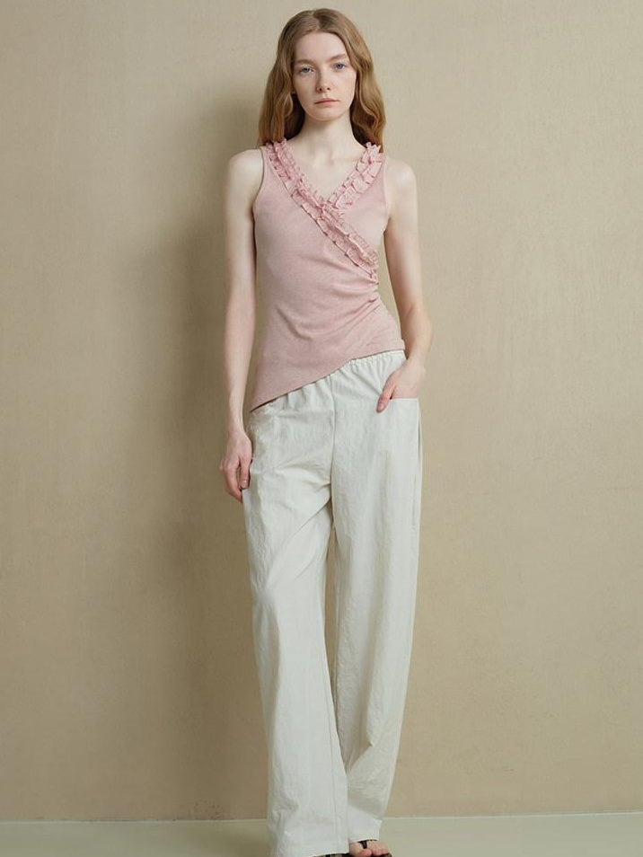 someonesometimes Lightweight Poly Blend Ruched Floral Slim Fit Workwear Women Water Pink Camisoles