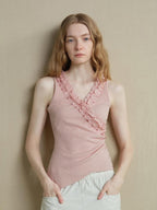 someonesometimes Lightweight Poly Blend Ruched Floral Slim Fit Workwear Women Water Pink Camisoles