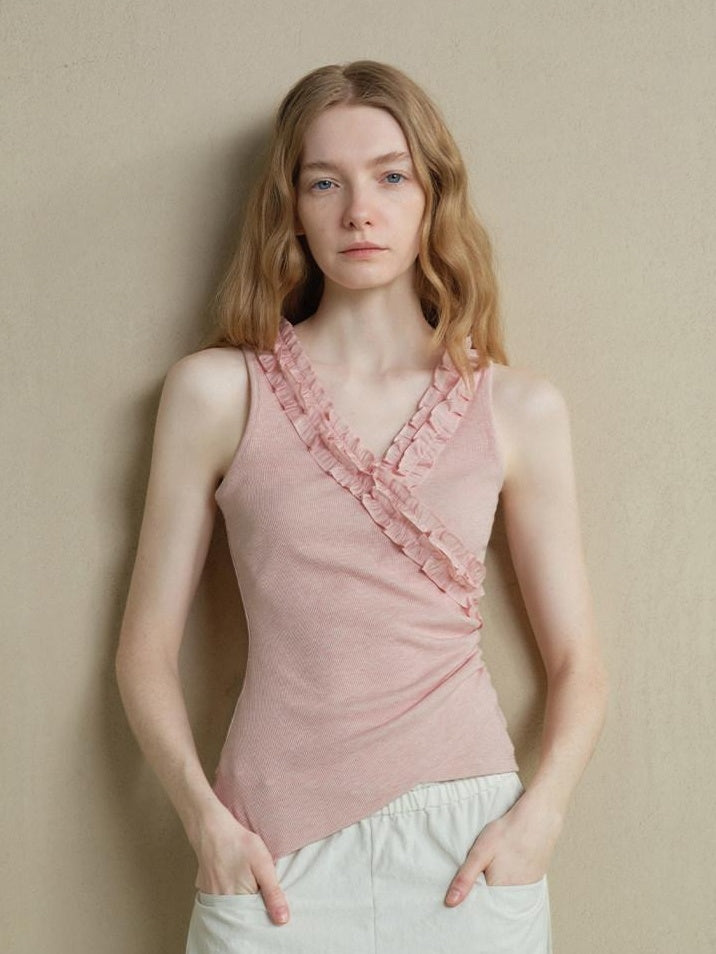 someonesometimes Lightweight Poly Blend Ruched Floral Slim Fit Workwear Women Water Pink Camisoles
