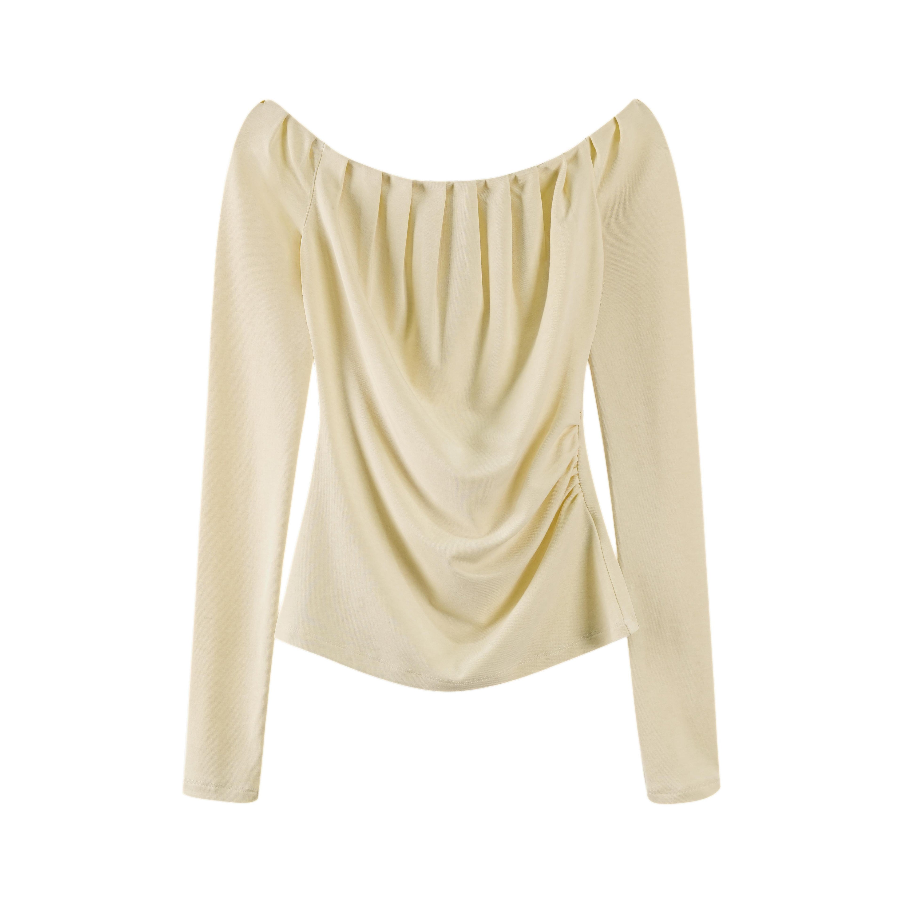 someonesometimes_Lyocell_Blend_Slim_Fit_Ruching_Youth_Casual_Goose_Yellow_Long_Sleeve_T-Shirts_MISSTT