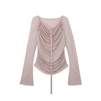 someonesometimes_Lyocell_Blend_Slim_Ruched_Bell_Sleeve_Mauve_Drape_Neck_Long_Sleeve_T-Shirts_MISSTT