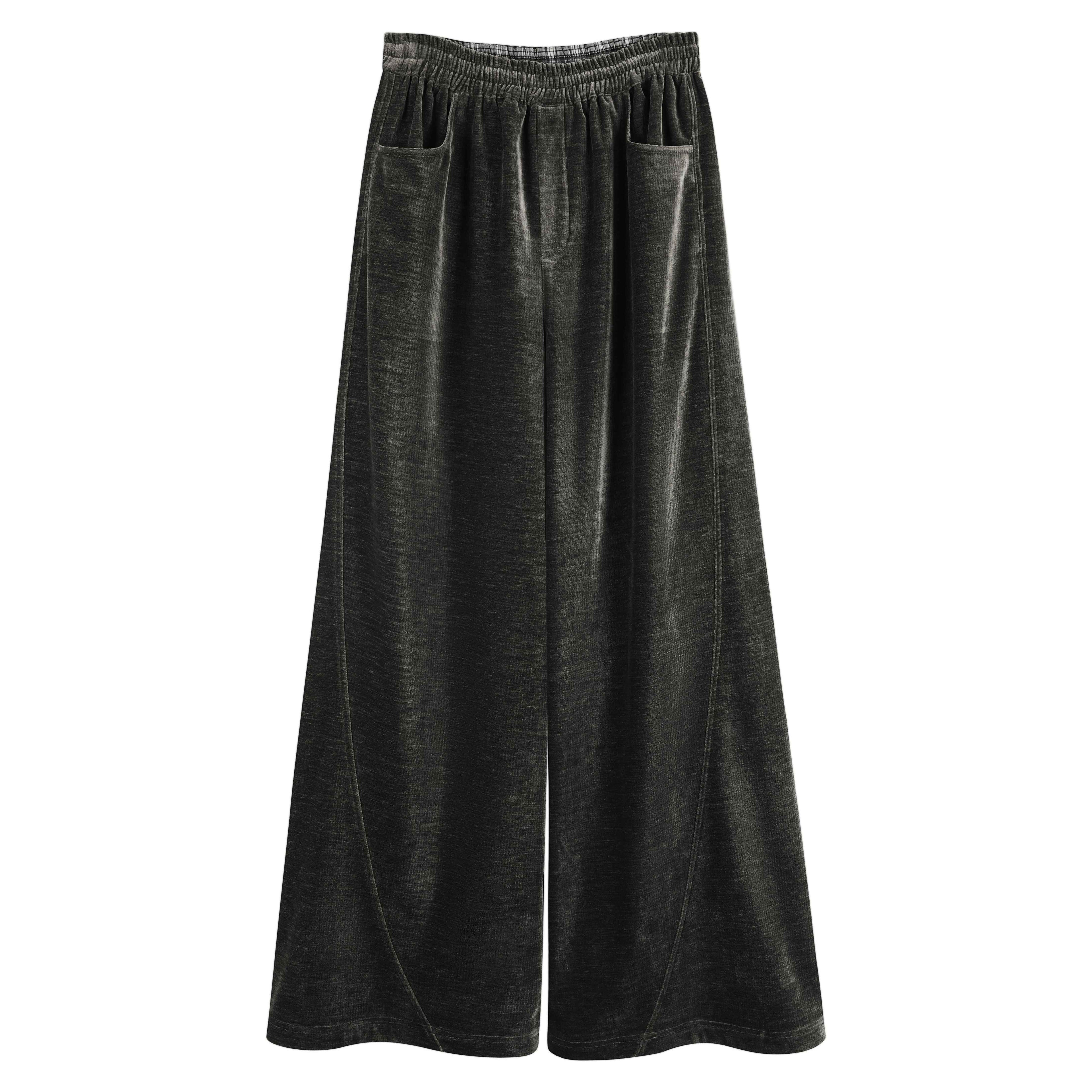someonesometimes_Minimalist_Deep_Olive_Green_Polyester_Natural_Waist_Pocket_Wide_Leg_Women_Pants_MISSTT