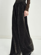 someonesometimes Minimalist Deep Olive Green Polyester Natural Waist Pocket Wide Leg Women Pants
