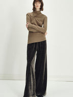 someonesometimes Minimalist Deep Olive Green Polyester Natural Waist Pocket Wide Leg Women Pants