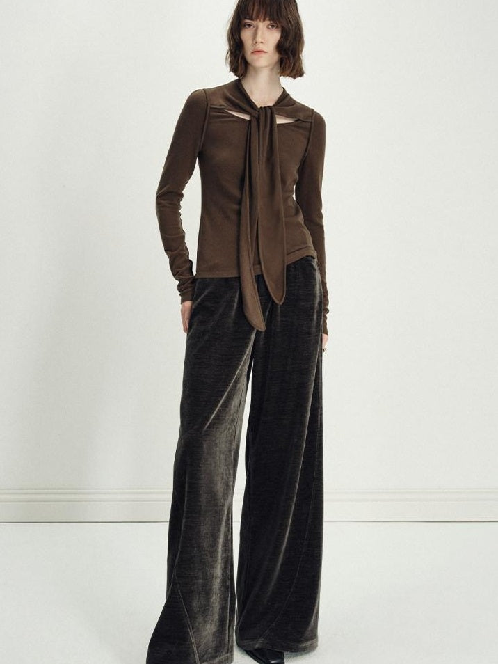 someonesometimes Minimalist Deep Olive Green Polyester Natural Waist Pocket Wide Leg Women Pants