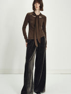 someonesometimes Minimalist Deep Olive Green Polyester Natural Waist Pocket Wide Leg Women Pants